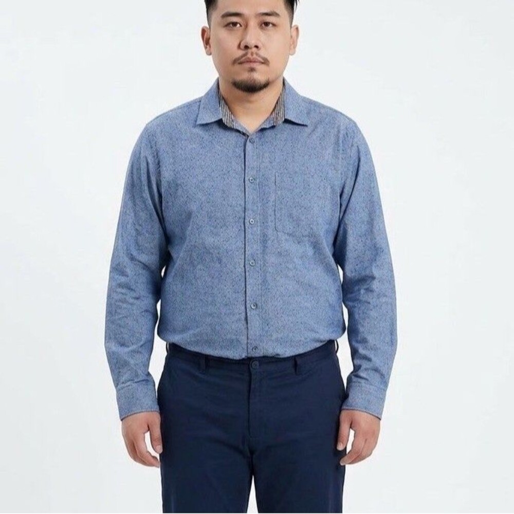 Denim & Flower Light Blue Casual Button-Down Shirt Size M Slim Fit